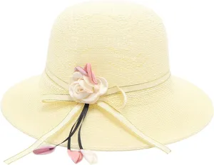Sun Hat for Women Flowet Straw Sun Hat Summer Beach Hats Wide Brim Vacation Travel Lightweight Breathable