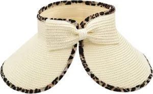 Sun Hats for Women Wide Brim Bow Sun Straw Hat Visor Summer Beach Outdoor Foldable Womens Cap