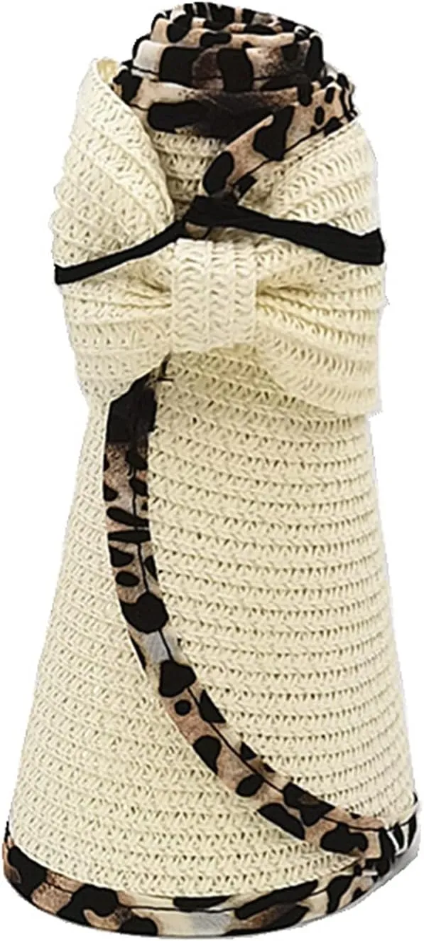 Sun Hats for Women Wide Brim Bow Sun Straw Hat Visor Summer Beach Outdoor Foldable Womens Cap