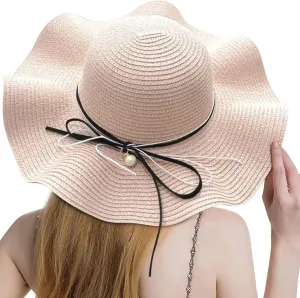 Sun Hats for Women Wide Brim Straw Boater Hat Foldable Packable Beach Hat for Summer