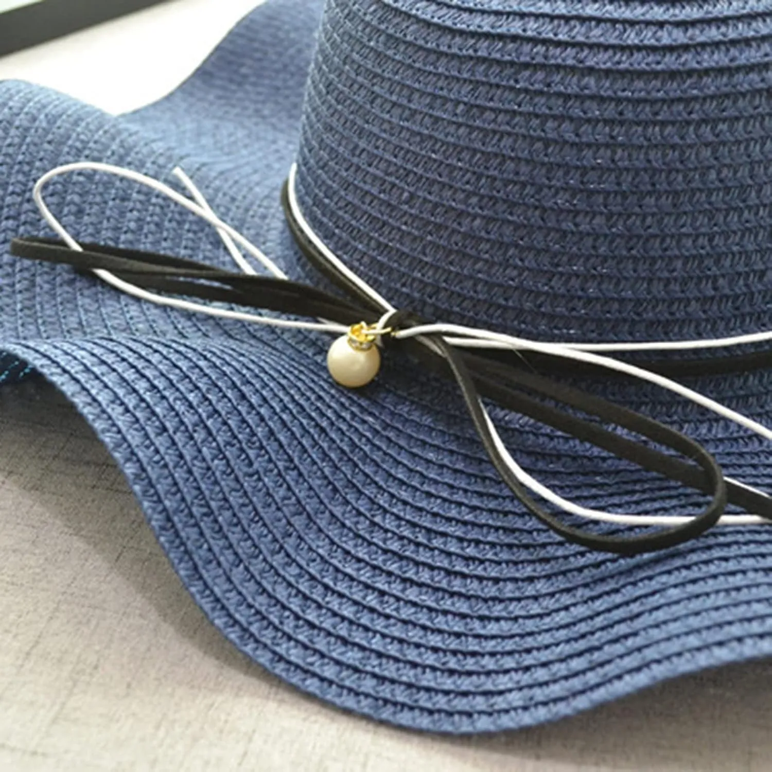 Sun Hats for Women Wide Brim Straw Boater Hat Foldable Packable Beach Hat for Summer