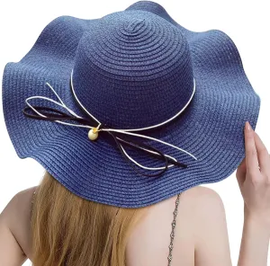 Sun Hats for Women Wide Brim Straw Boater Hat Foldable Packable Beach Hat for Summer