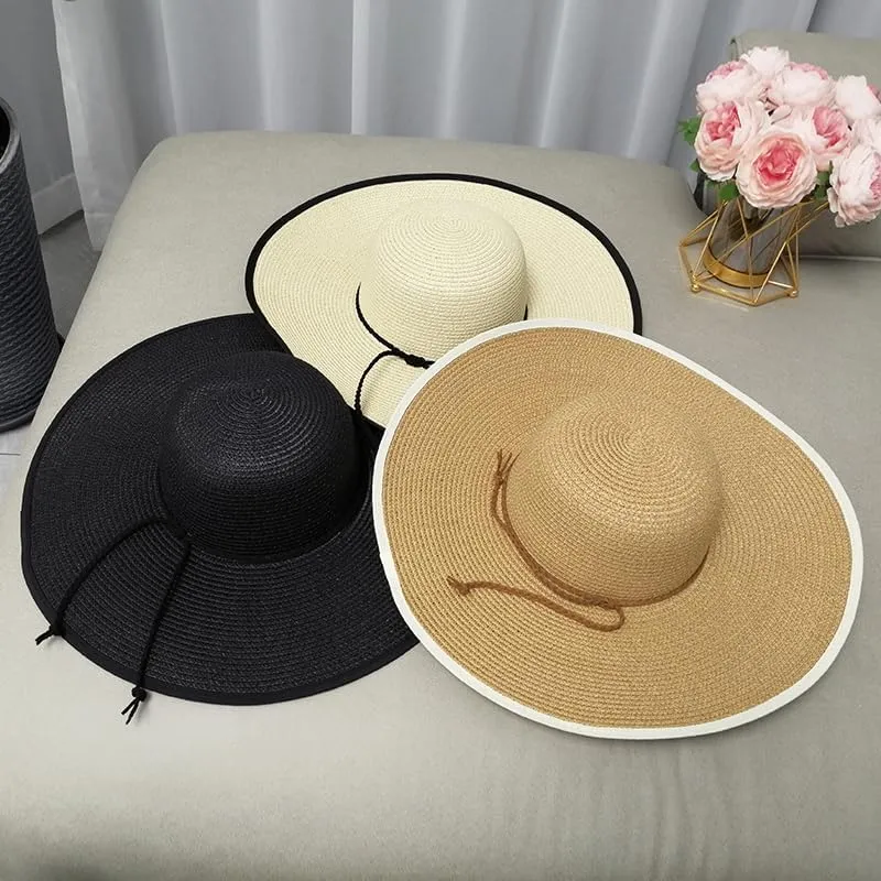 Sun Hats for Women Wide Brim Sun Protection Floppy Straw Hats UV Protection Hats Foldable Summer Beach Hats