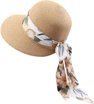 Sun Hats for Women Wide Brim 𝐒traw Beach Hat UV Protection Floppy Foldable Roll-Up Travel Summer Vacation UPF 50 