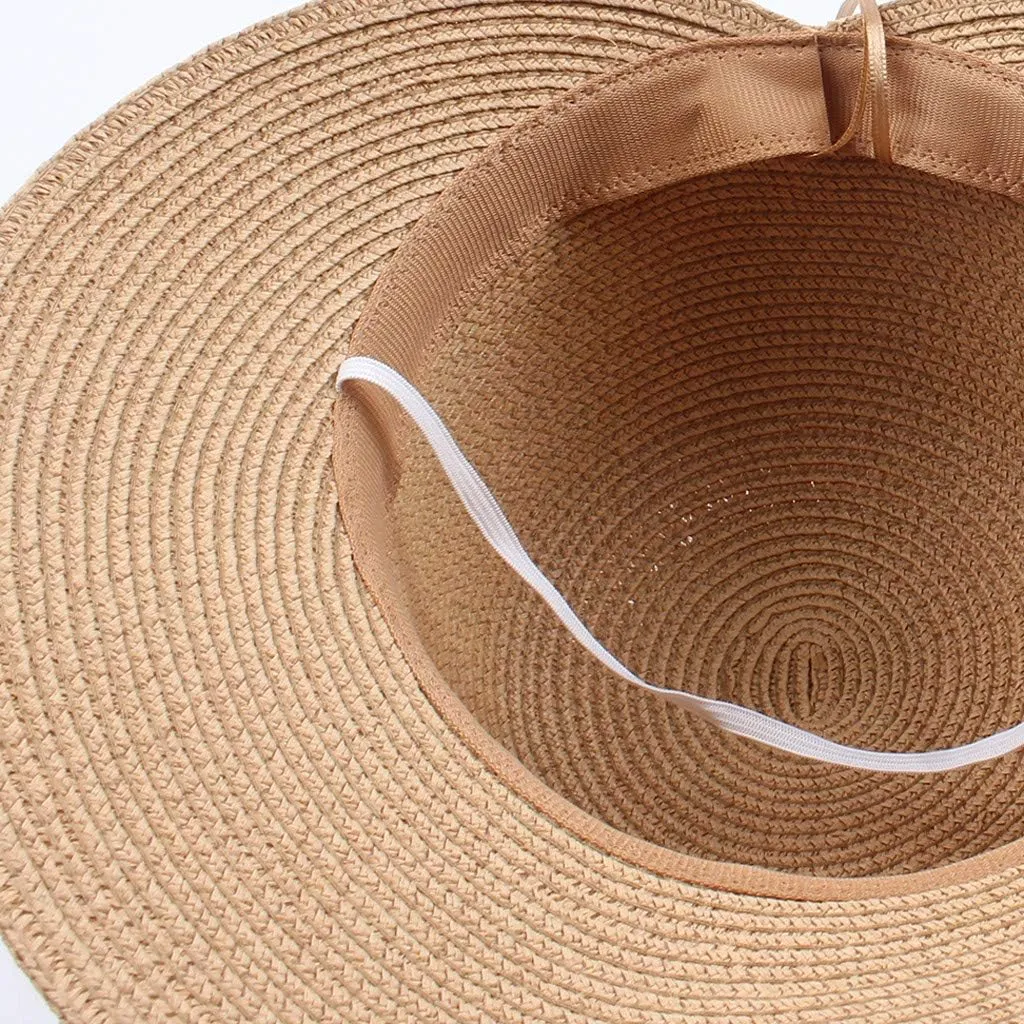 Sun Hats for Women Wide Brim 𝐒traw Beach Hat UV Protection Floppy Foldable Roll-Up Travel Summer Vacation UPF 50 