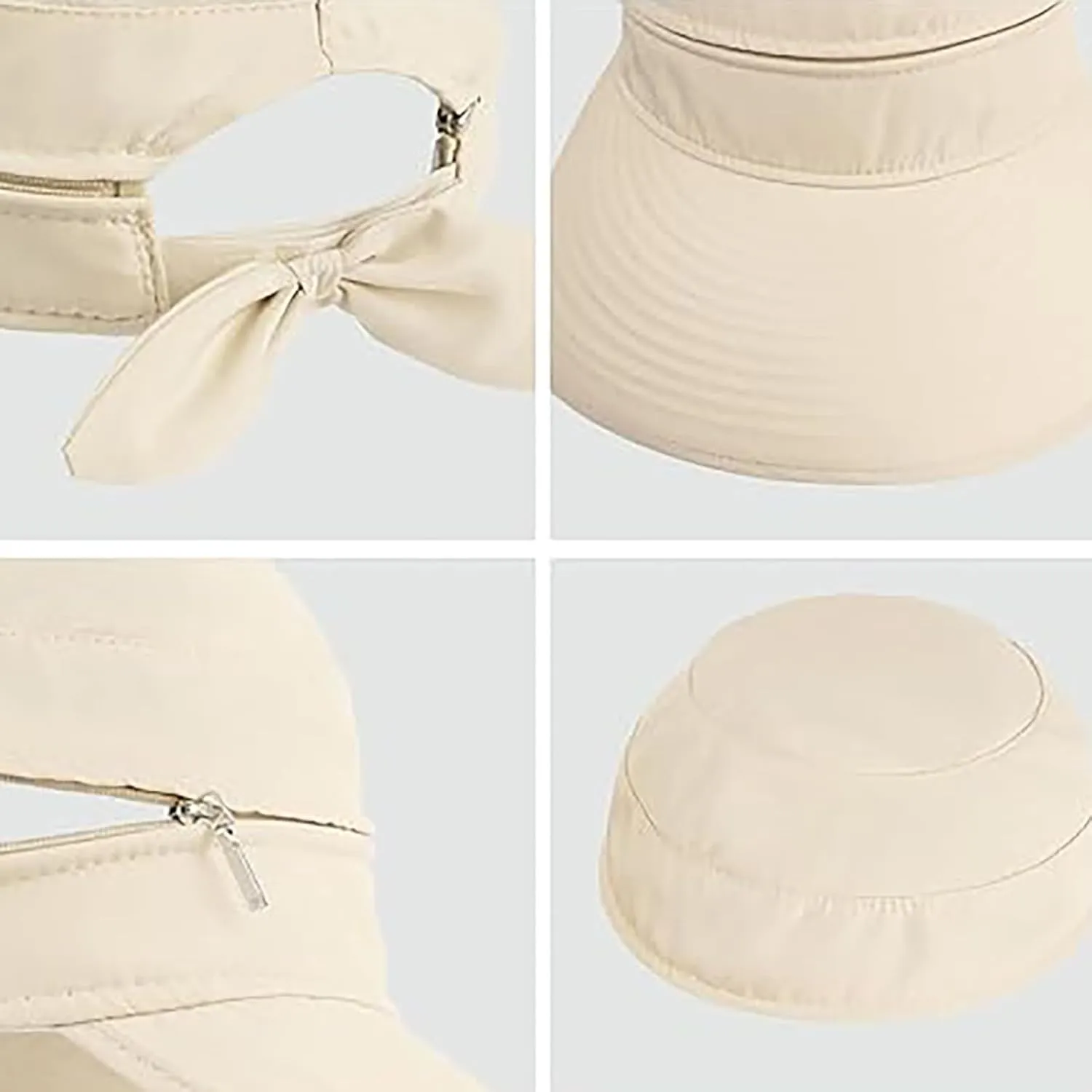 Sun Hats for Women with UV Protection Wide Brim Ponytail Visor Cap Summer Beach Outdoor Foldable Hat for Travel