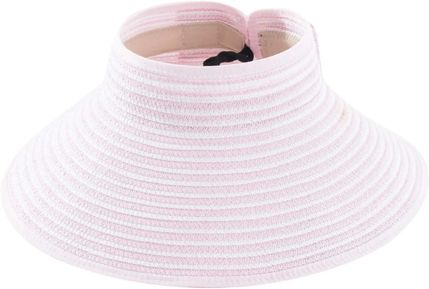 Sun Visor Hats for Women Adjustable Wide Brim Straw Beach Hat Summer Casual Vacation Foldable Floppy Ponytail Hats