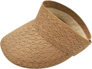 Sun Visor Hats for Women Wide Brim Straw Visors Womens Foldable Beach Visors Summer Roll Up Ponytail Beach Hat