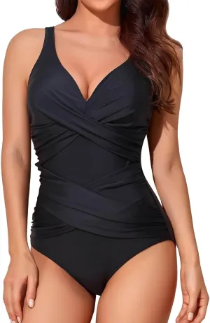 Swimsuits for Women Slimming Bathing Suit Retro Ruched Push Up Vintage Padded Swimwear Swim Suits for Women 2025
