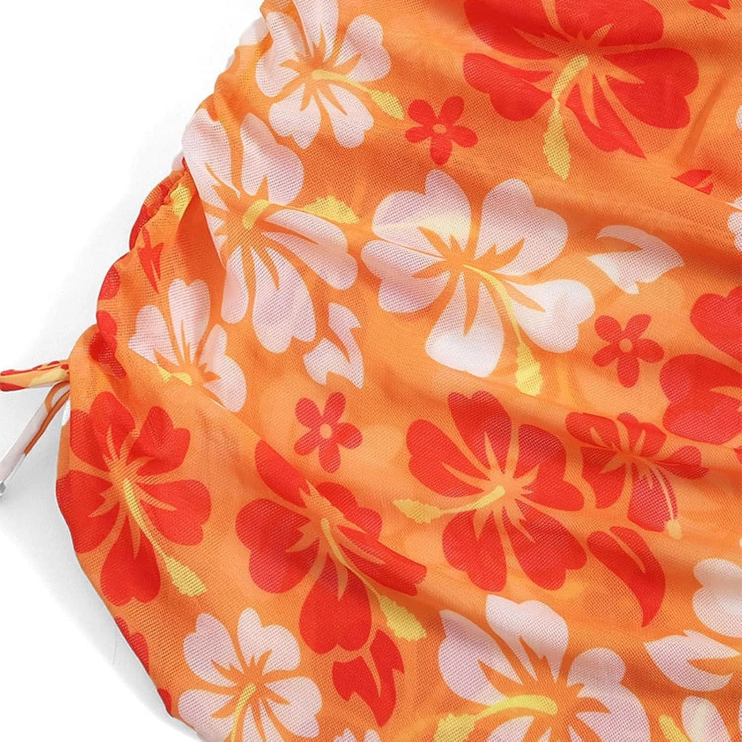 Teens Girls Flower Swimsuit 3 Piece Bathing Suits Cute Quick Dry Bikini Tankini Sets with Skirt Cover up for Swimwear