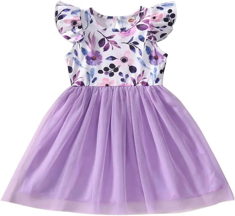 Toddler Baby Girls Tutu Dress Ruffle Sleeveless Floral Princess Dress Summer Clothes Outfits