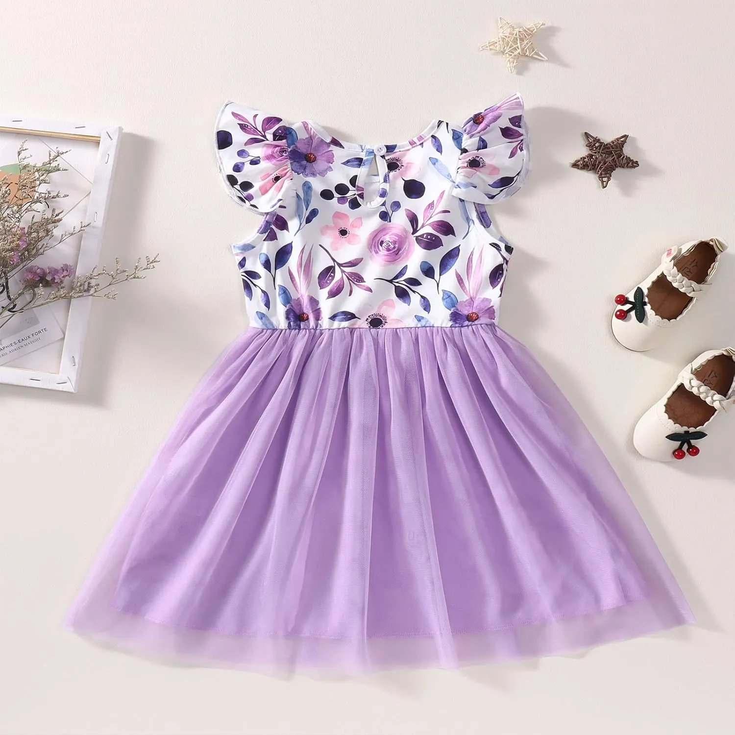 Toddler Baby Girls Tutu Dress Ruffle Sleeveless Floral Princess Dress Summer Clothes Outfits