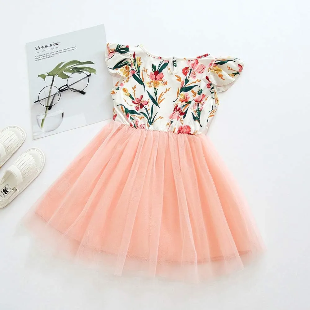 Toddler Baby Girls Tutu Dress Ruffle Sleeveless Floral Princess Dress Summer Clothes Outfits