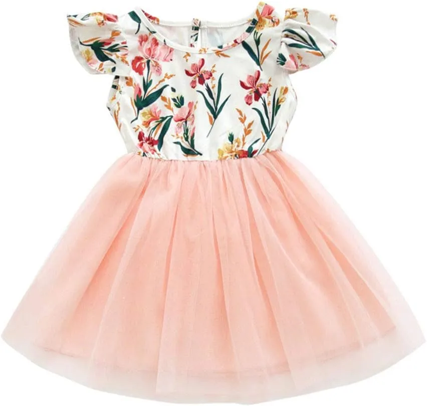 Toddler Baby Girls Tutu Dress Ruffle Sleeveless Floral Princess Dress Summer Clothes Outfits
