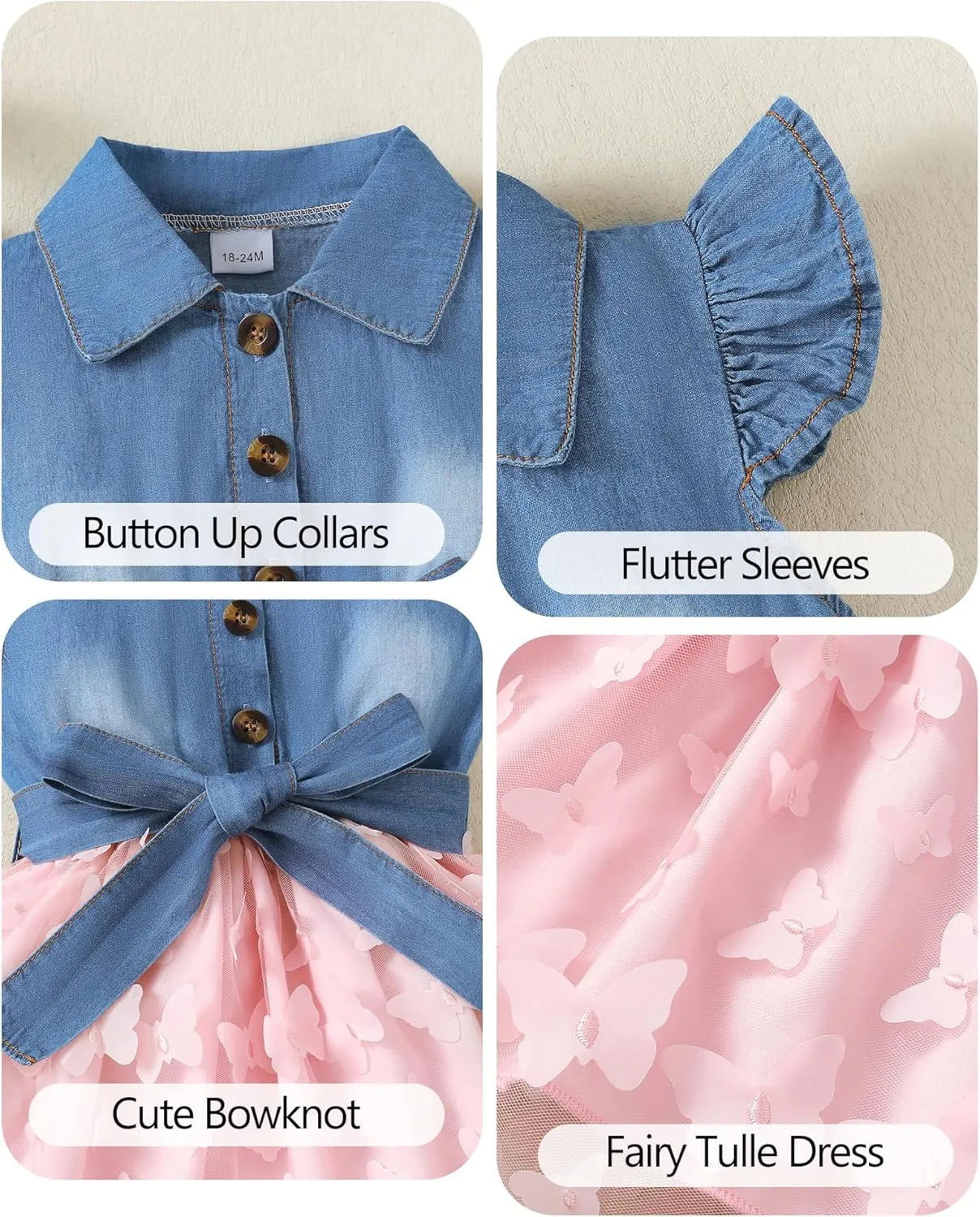 Toddler Girl Clothes Denim Tulle Dresses Baby Summer Tutu Sundress Outfit Toddler Princess Dress for Girls