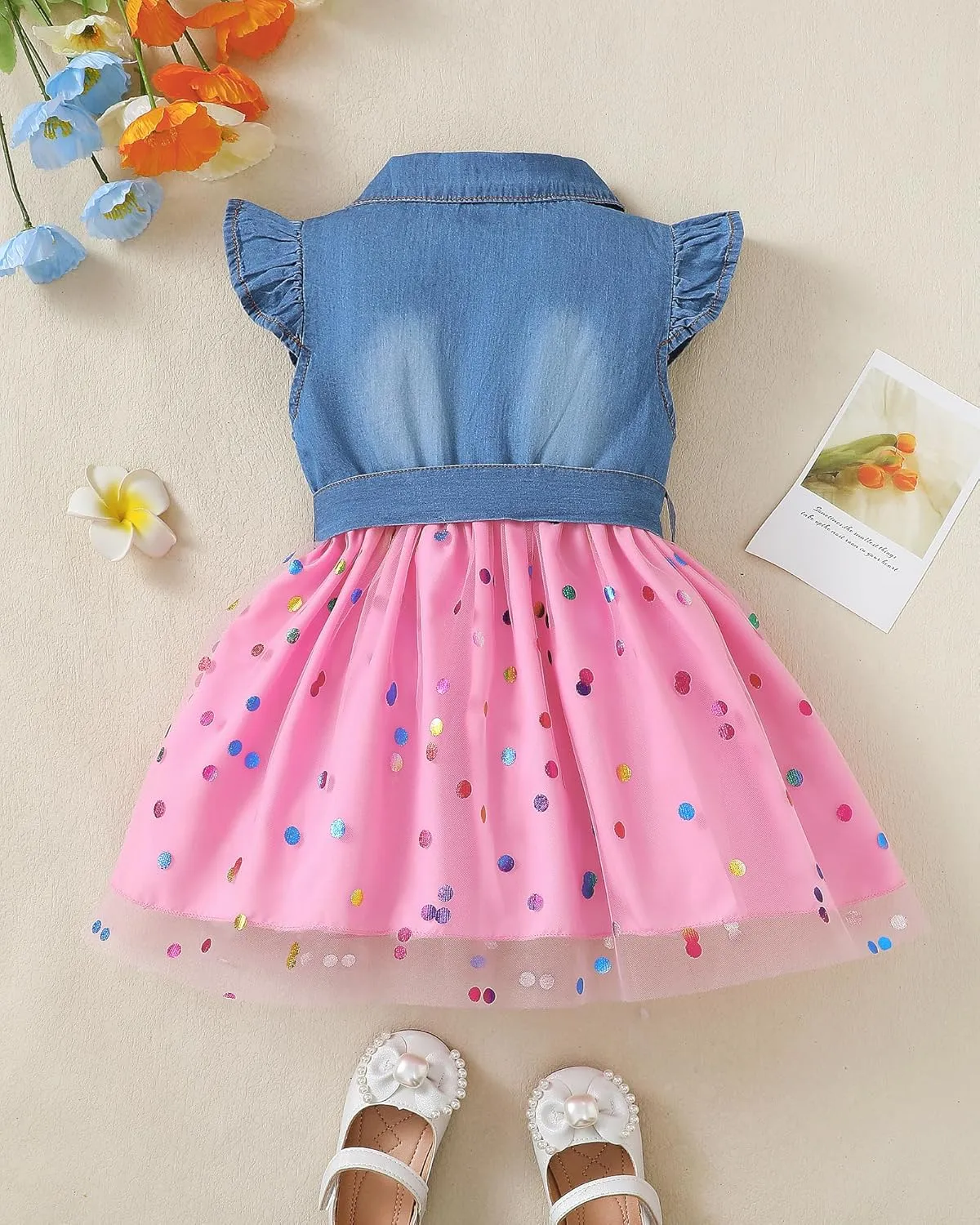 Toddler Girl Clothes Denim Tulle Dresses Baby Summer Tutu Sundress Outfit Toddler Princess Dress for Girls