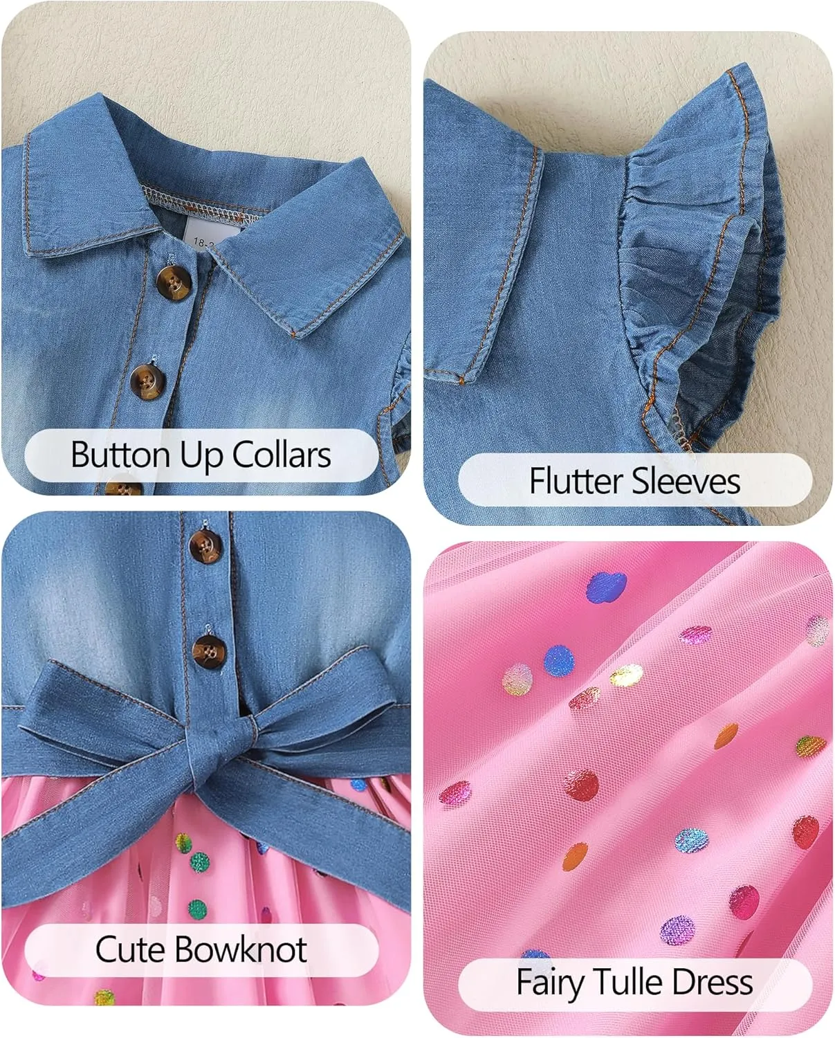Toddler Girl Clothes Denim Tulle Dresses Baby Summer Tutu Sundress Outfit Toddler Princess Dress for Girls