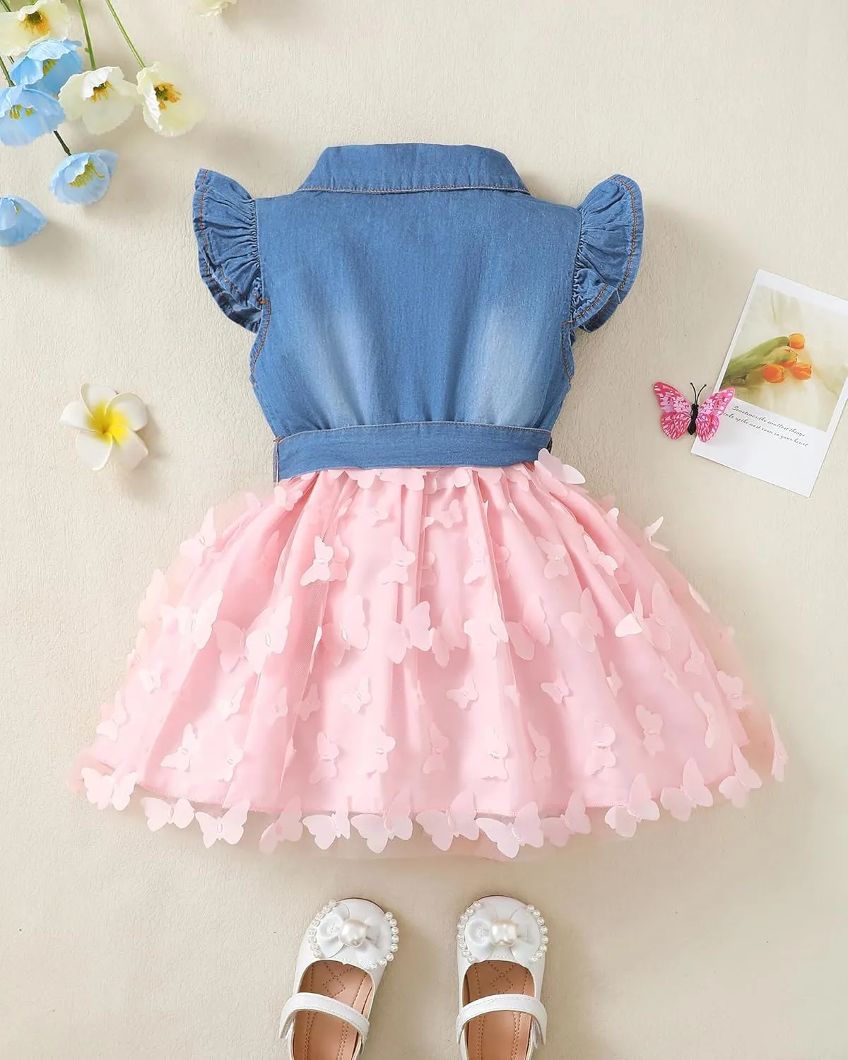 Toddler Girl Clothes Denim Tulle Dresses Baby Summer Tutu Sundress Outfit Toddler Princess Dress for Girls