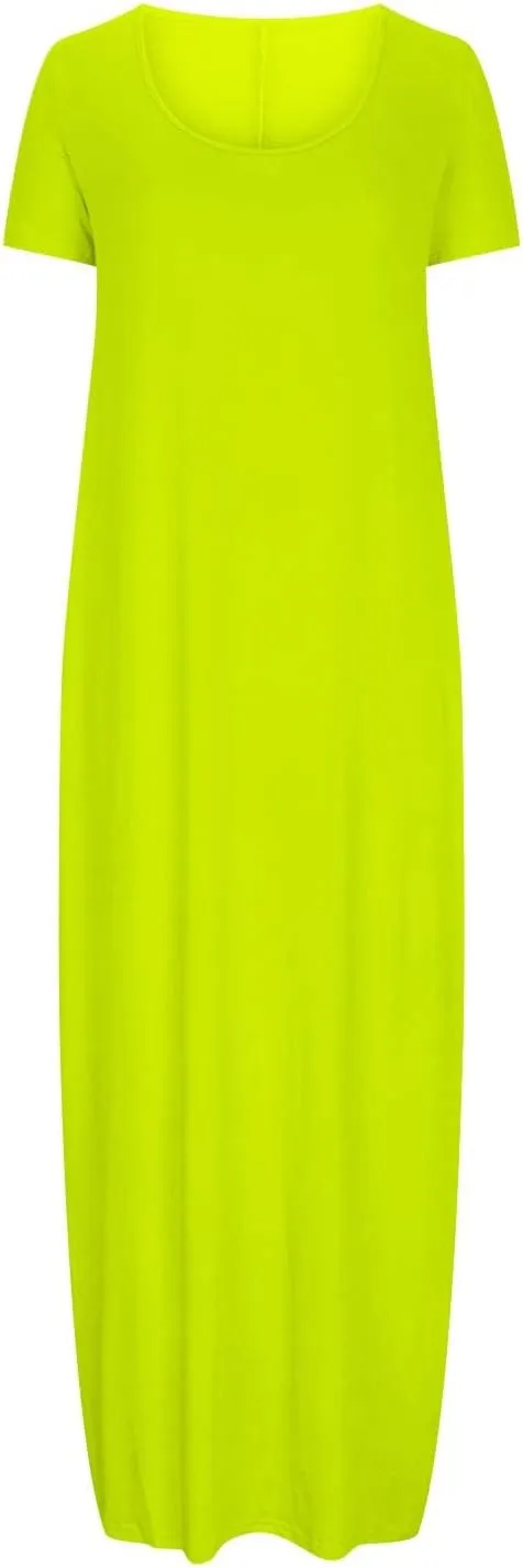 Tshirt Dresses for Women Casual Scoop Neck Short Sleeve Maxi Dress Summer Loose Plain Vacation Long Tee Shirts Dress