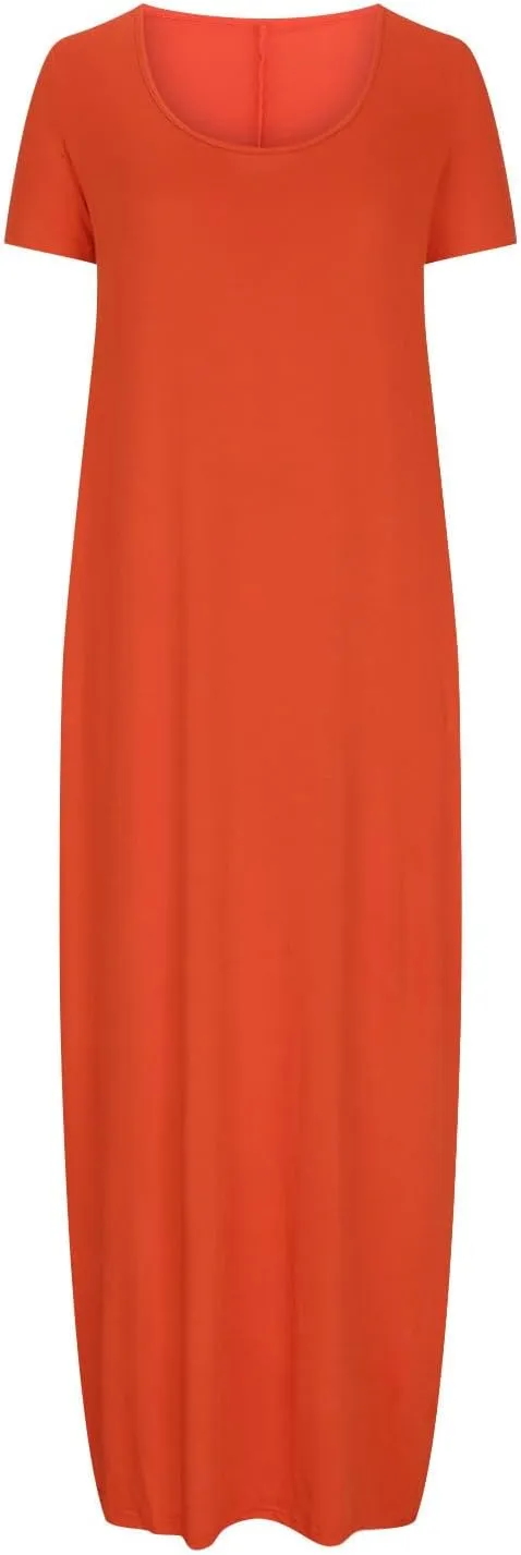 Tshirt Dresses for Women Casual Scoop Neck Short Sleeve Maxi Dress Summer Loose Plain Vacation Long Tee Shirts Dress