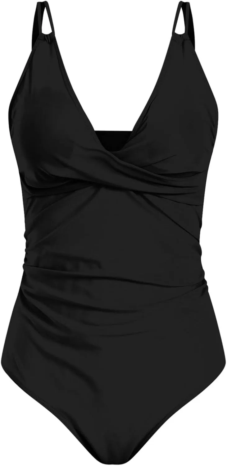 TUQIDEWU Bathing Suit for Women One Piece One Piece Swimsuit Women Tummy Control V Neck Backless 1 Piece Slimming Swim Suit
