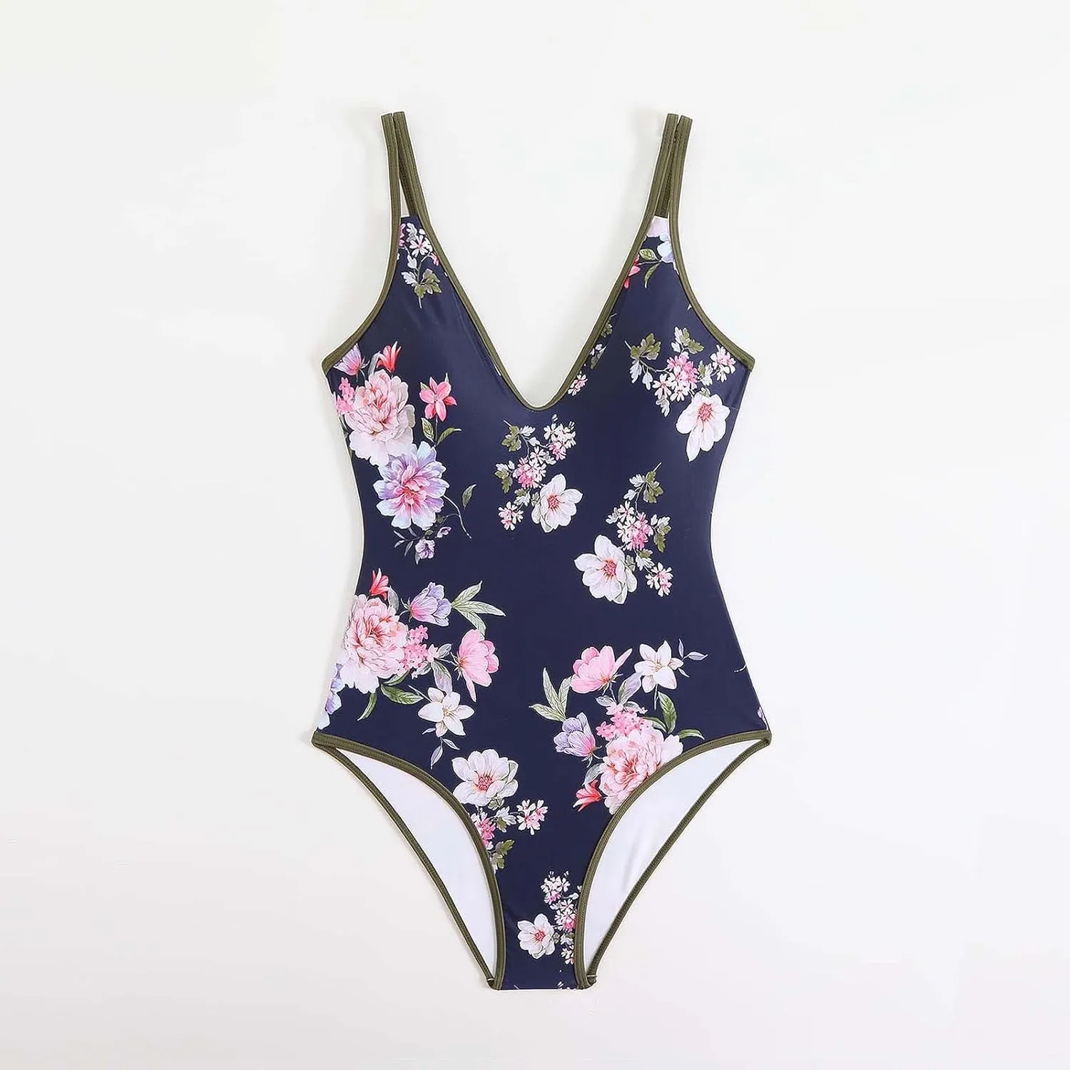 TUQIDEWU Tummy Control Swimsuits for Women One Piece Swimsuit Women Floral Print V Neck Push Up Backless Bathing Suit