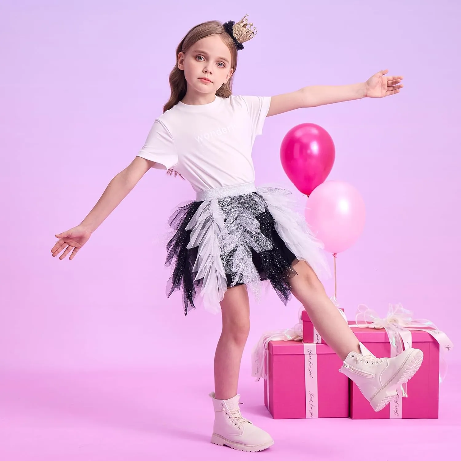 VIKITA Girls Layered Tutu Skirt Party Tulle Skirts Princess Dress Birthday Outfit