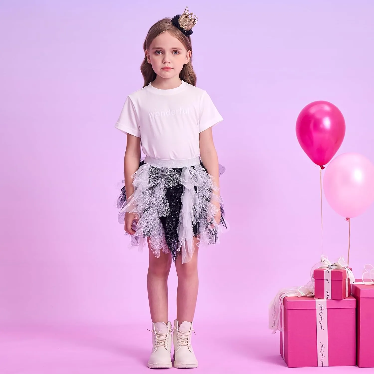 VIKITA Girls Layered Tutu Skirt Party Tulle Skirts Princess Dress Birthday Outfit