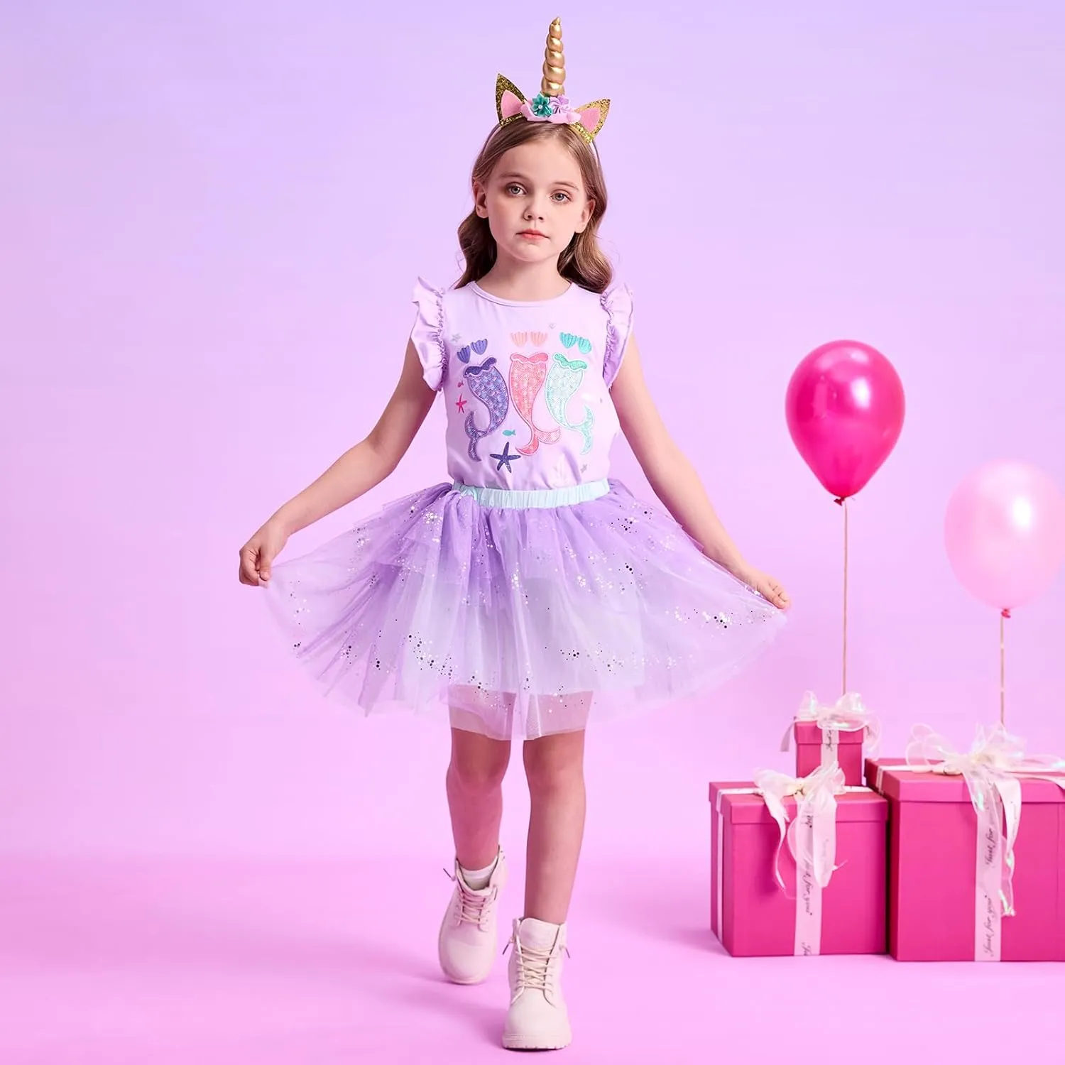 VIKITA Girls Layered Tutu Skirt Party Tulle Skirts Princess Dress Birthday Outfit