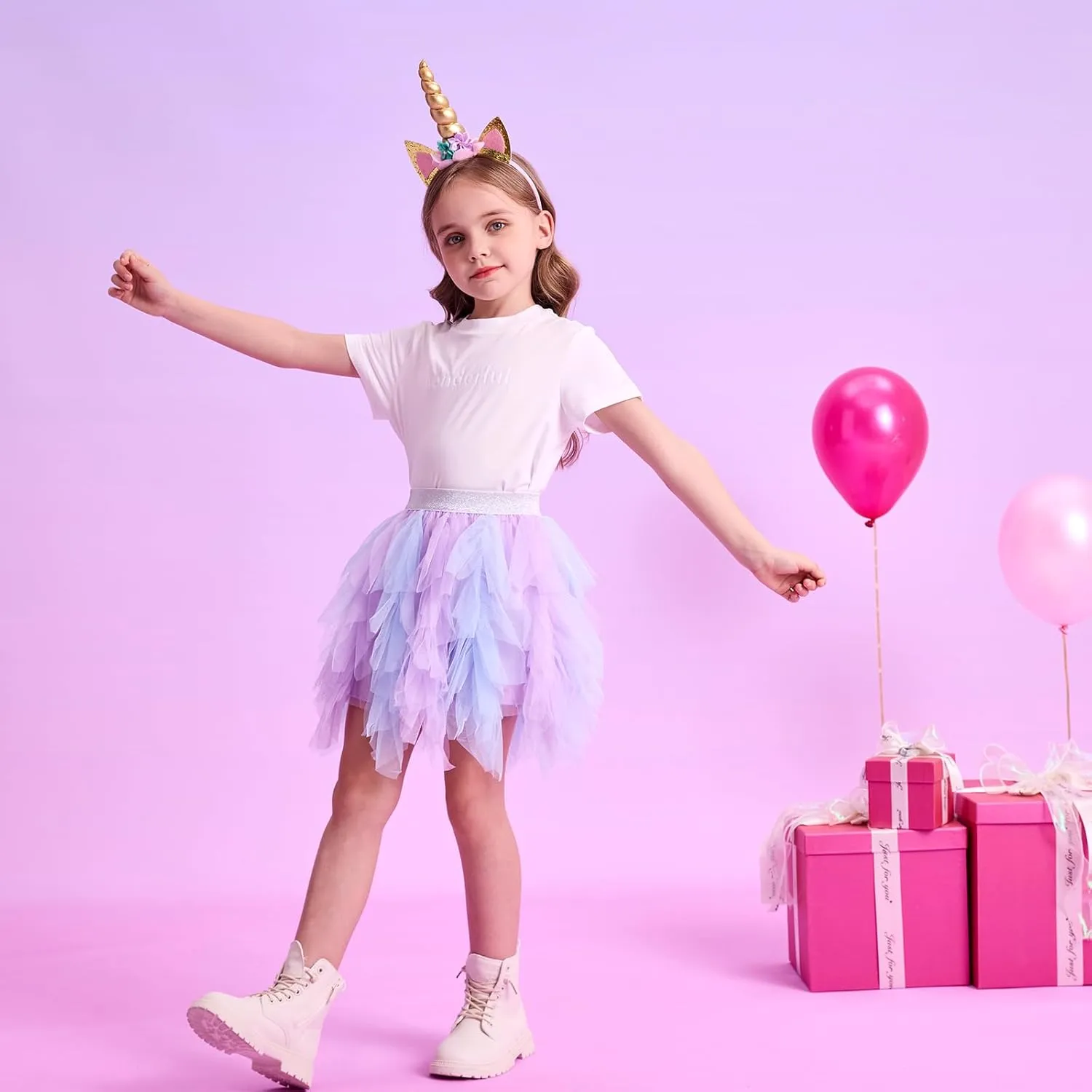 VIKITA Girls Layered Tutu Skirt Party Tulle Skirts Princess Dress Birthday Outfit