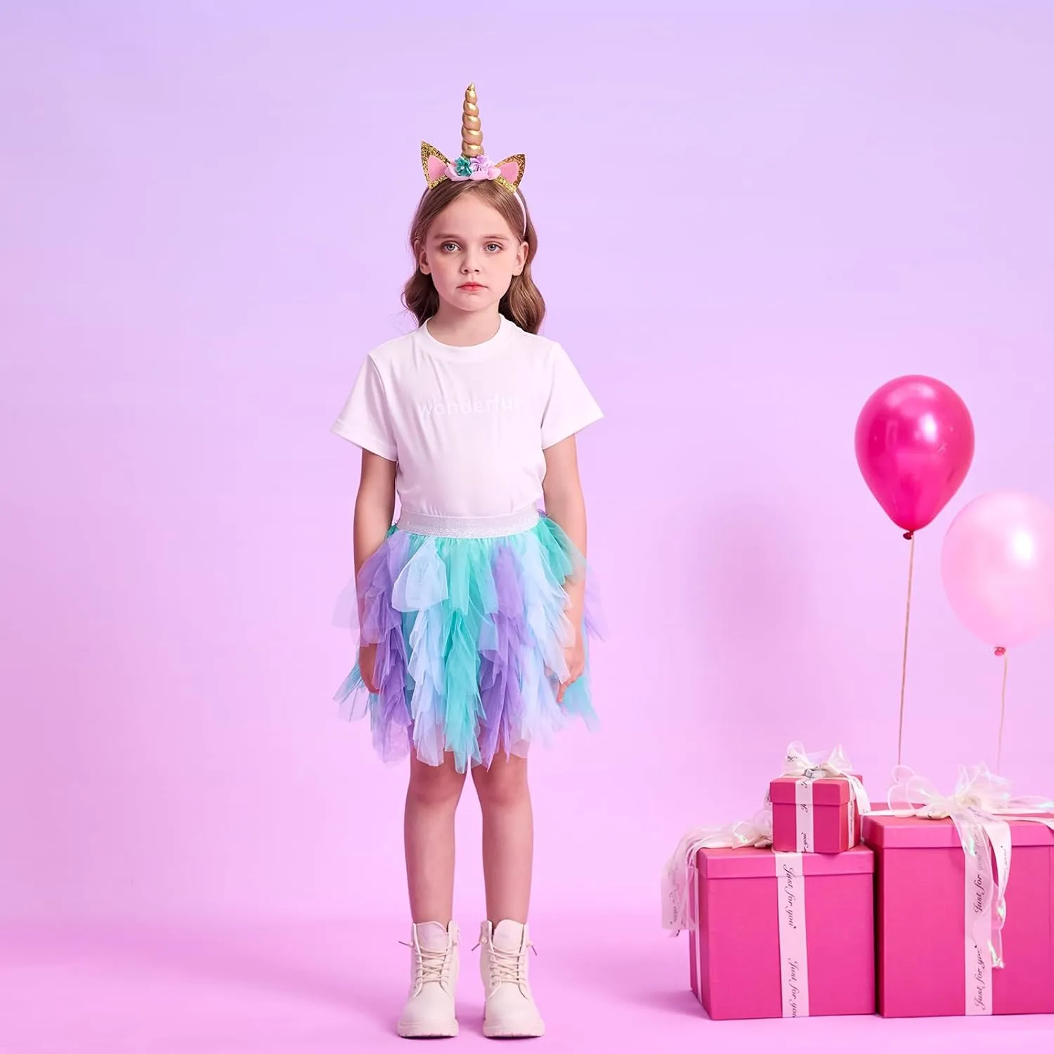 VIKITA Girls Layered Tutu Skirt Party Tulle Skirts Princess Dress Birthday Outfit