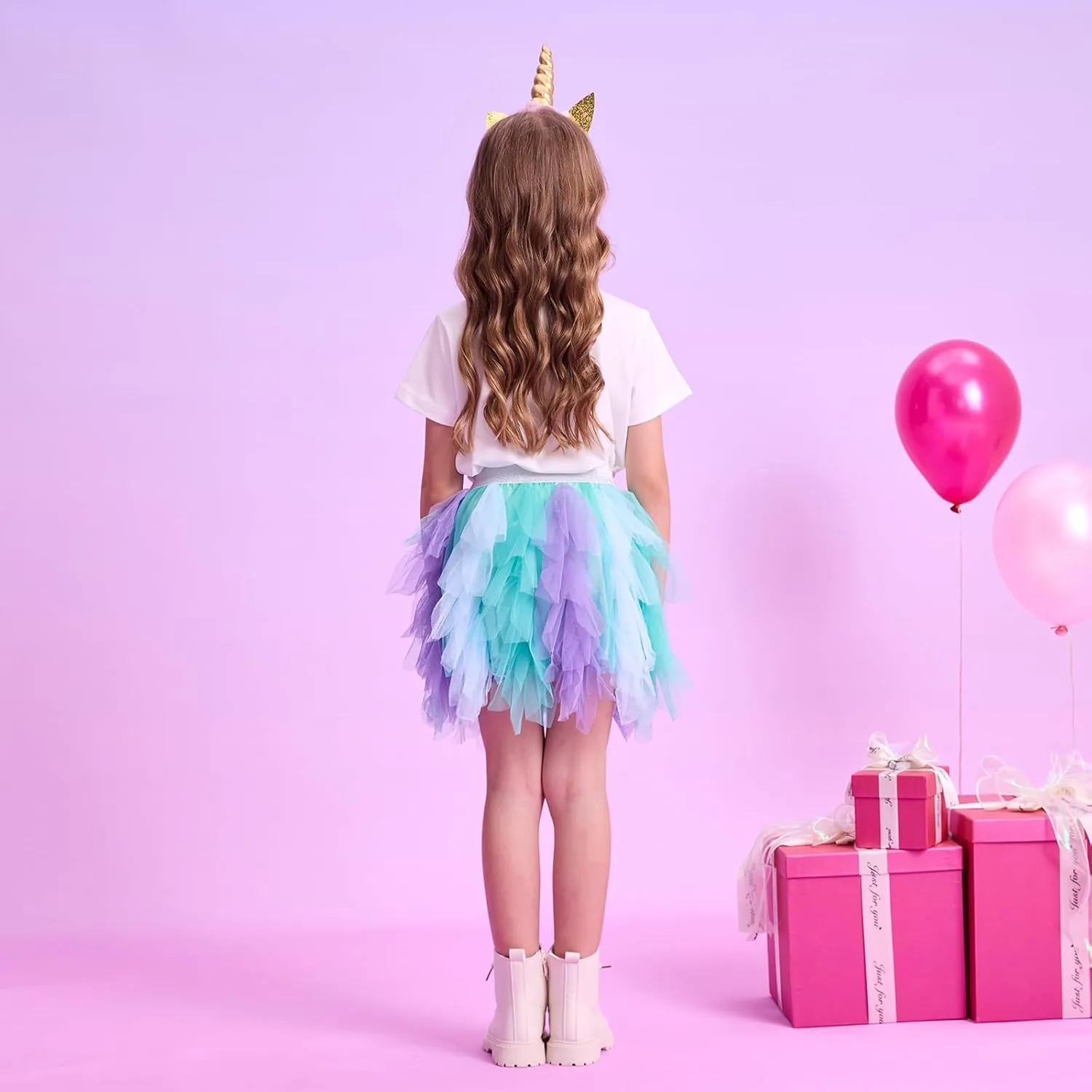VIKITA Girls Layered Tutu Skirt Party Tulle Skirts Princess Dress Birthday Outfit