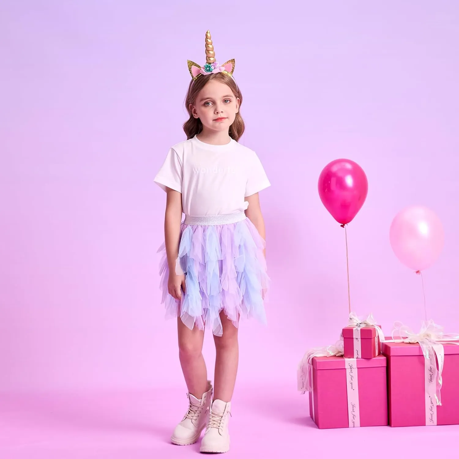 VIKITA Girls Layered Tutu Skirt Party Tulle Skirts Princess Dress Birthday Outfit