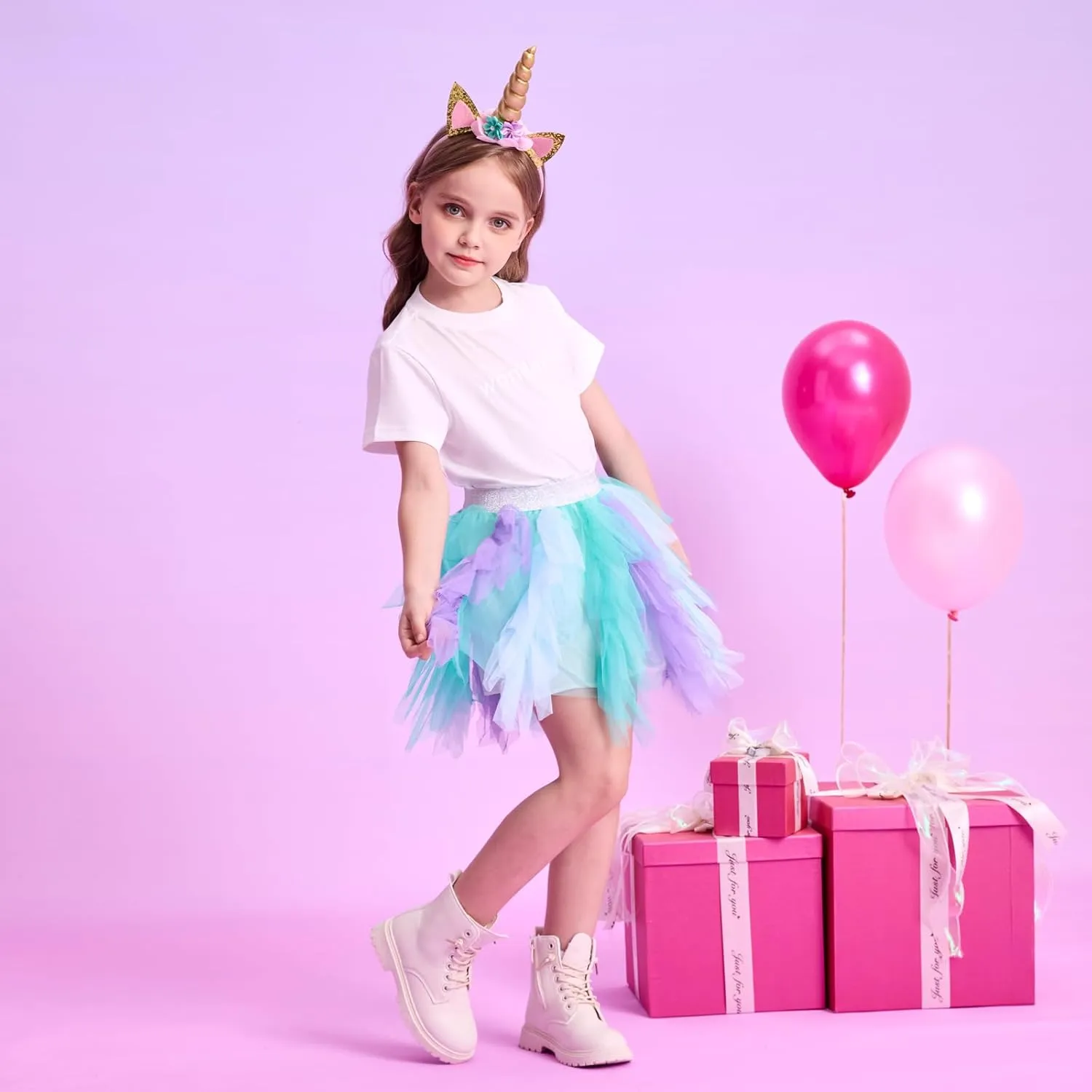 VIKITA Girls Layered Tutu Skirt Party Tulle Skirts Princess Dress Birthday Outfit