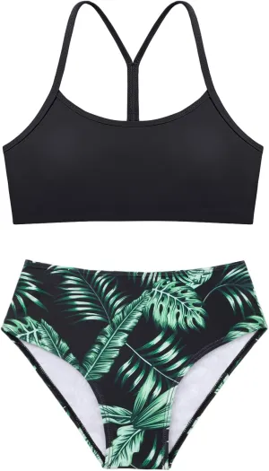 Weixinbuy Girls Swimsuits Bikini Set Kids Bathing Suit Bikini Top Bottom 2Pcs Teen Girls' Swimwear Set