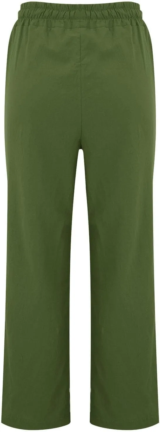 Wide Leg Linen Pants for Women High Waisted Summer Palazzo Pants Lightweight Boho Flowy Beach Pants with Pockets