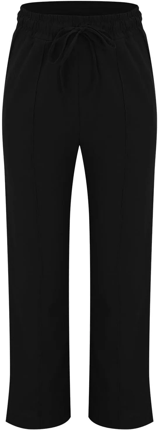 Wide Leg Linen Pants for Women High Waisted Summer Palazzo Pants Lightweight Boho Flowy Beach Pants with Pockets