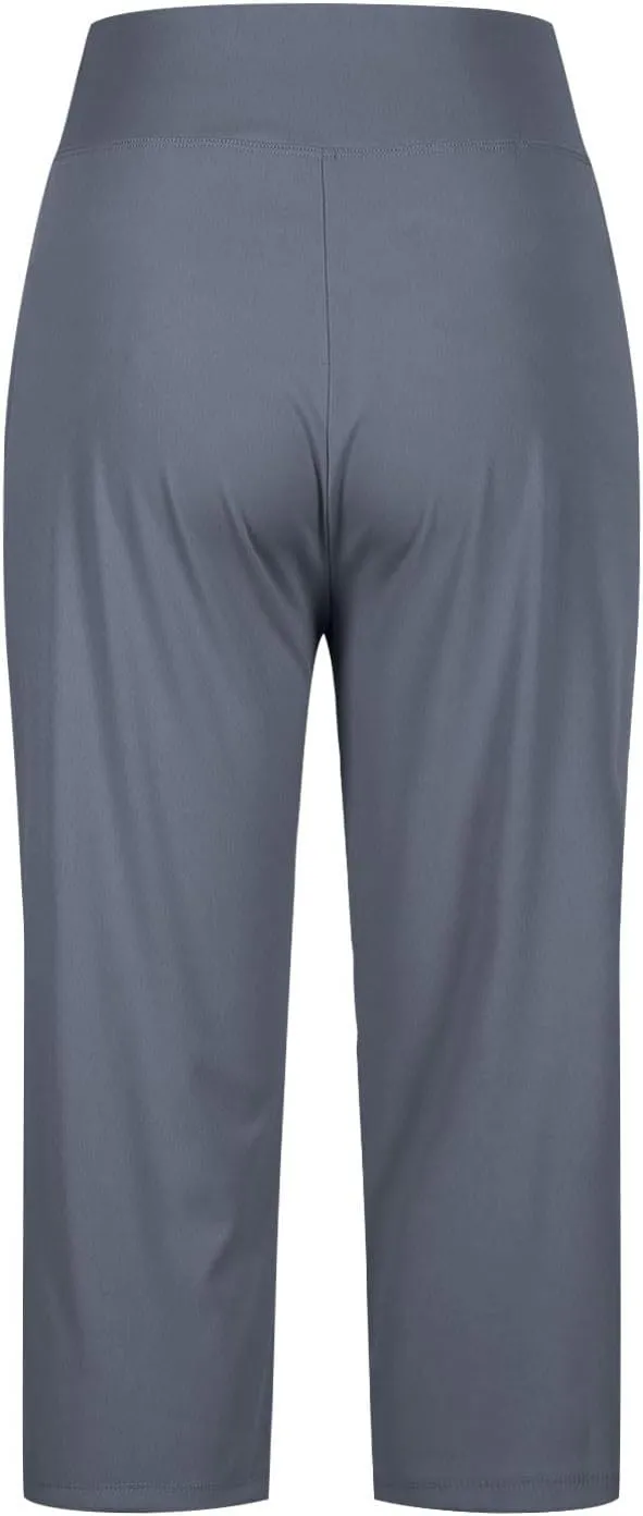 Wide Leg Yoga Pants Women High Waisted Capri Pants Tummy Control Crop Pants Loose Casual Lounge Pants with Pockets