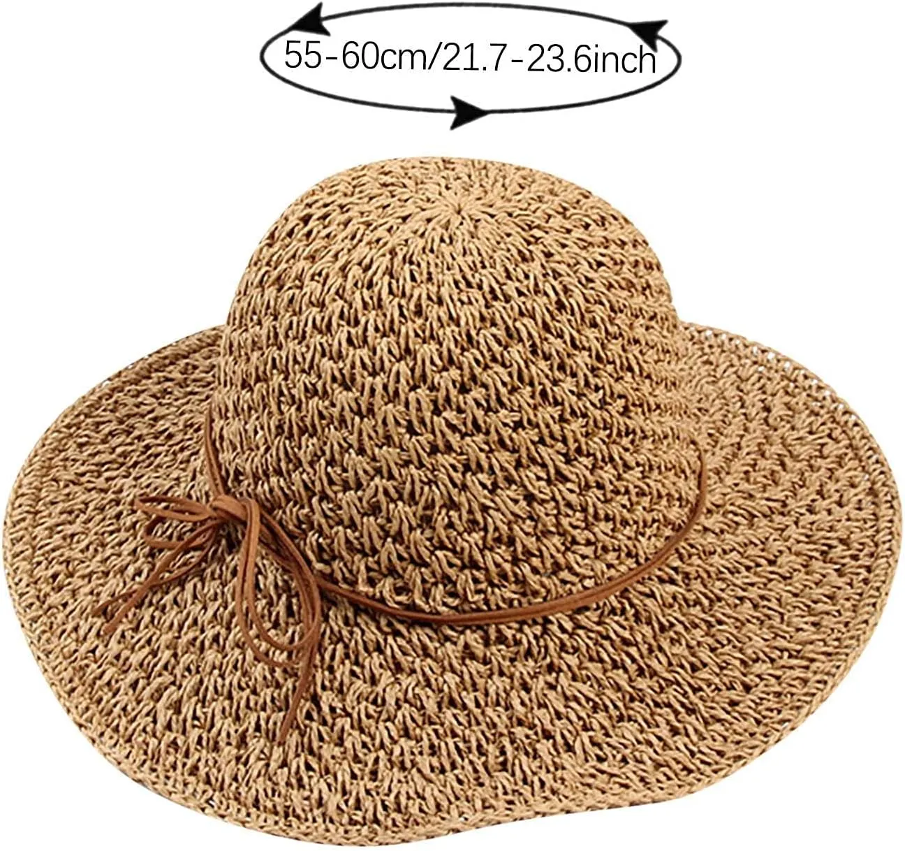 Women Fashion Straw Hats Summer Floppy Roll Up Beach Hat Teen Girls Wide Brim Bucket Sun Visor Hat Travel Accessories
