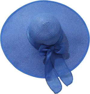 Women Floppy Sun Straw Hats Summer Wide Brim Cap Beach Straw Hat UPF50 Travel Packable Hats with Bow