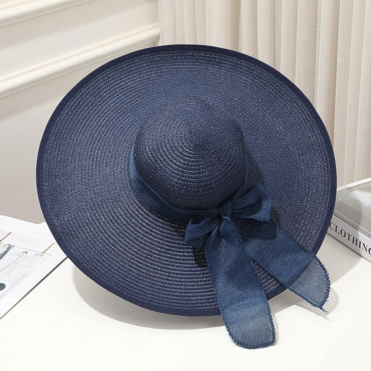Women Floppy Sun Straw Hats Summer Wide Brim Cap Beach Straw Hat UPF50 Travel Packable Hats with Bow