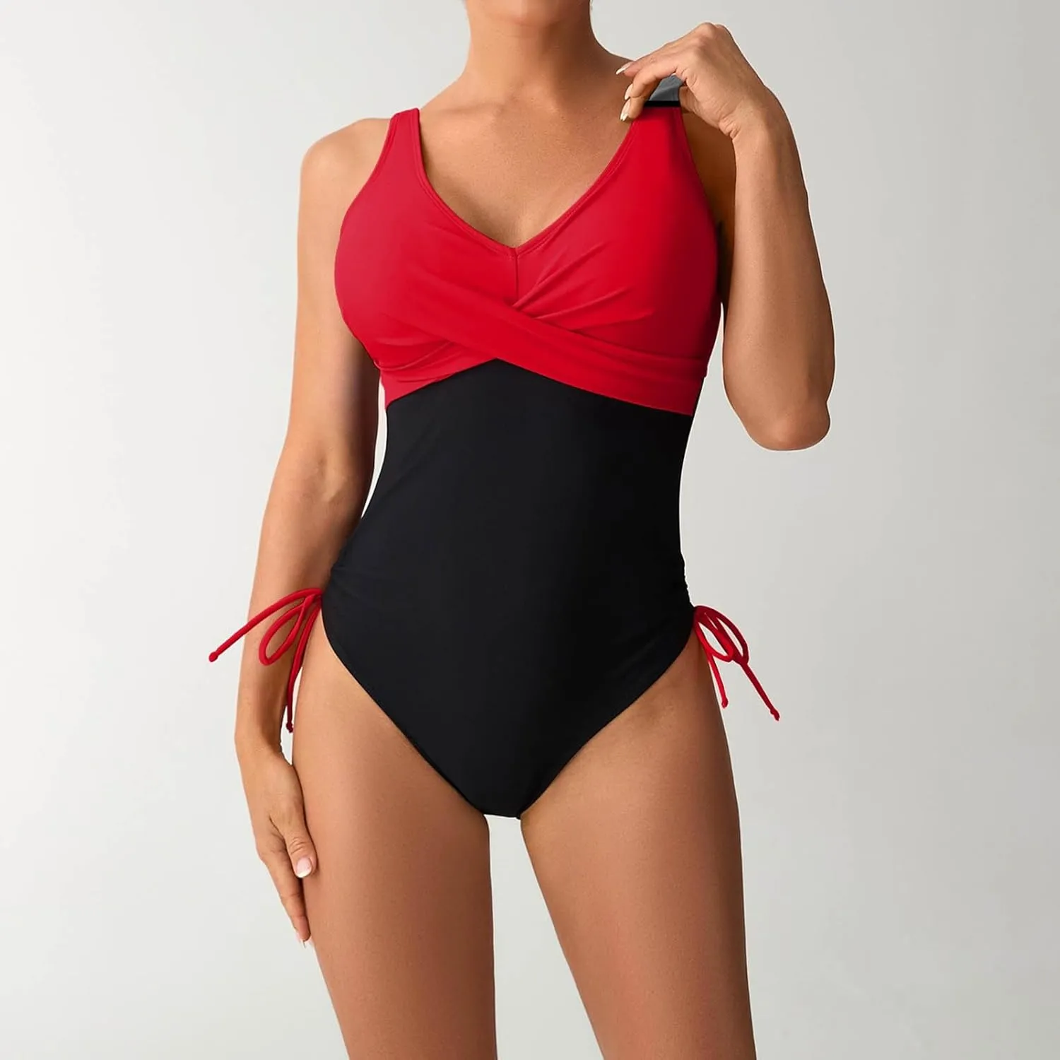 Women One Piece Bathing Suit Trendy Colorblock Tummy Control Swimsuits Slimming Criss Cross Modest Swim Suits 2025