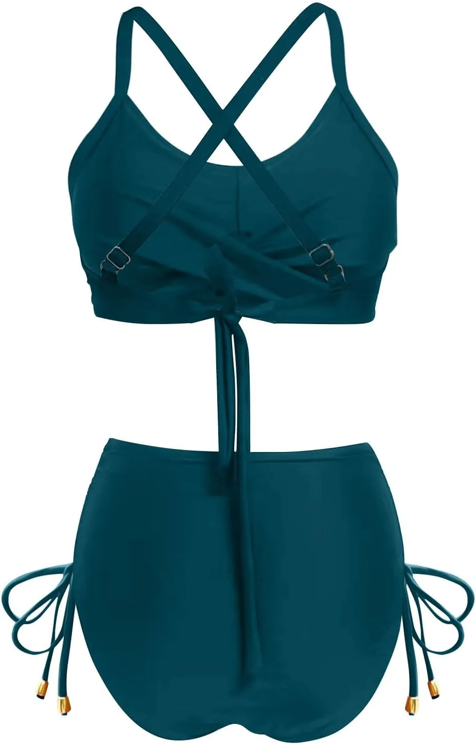 Women Solid Twist Front Two Piece Bikini Swimsuit Beach Wrap Push Up Bikini Set Tummy Control Plus Size Bathing Suit