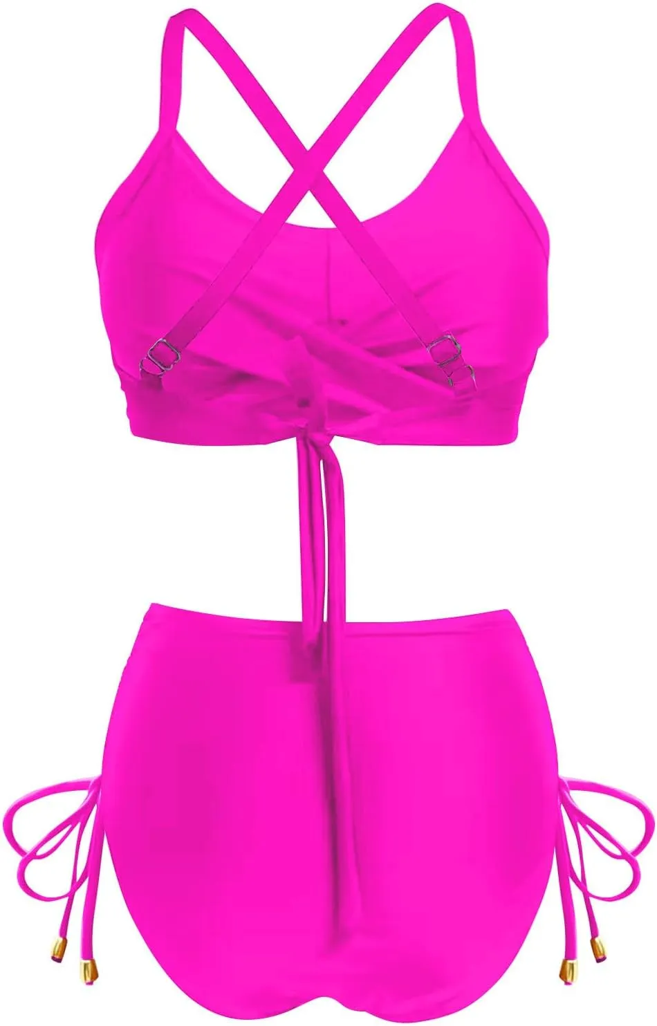 Women Solid Twist Front Two Piece Bikini Swimsuit Beach Wrap Push Up Bikini Set Tummy Control Plus Size Bathing Suit