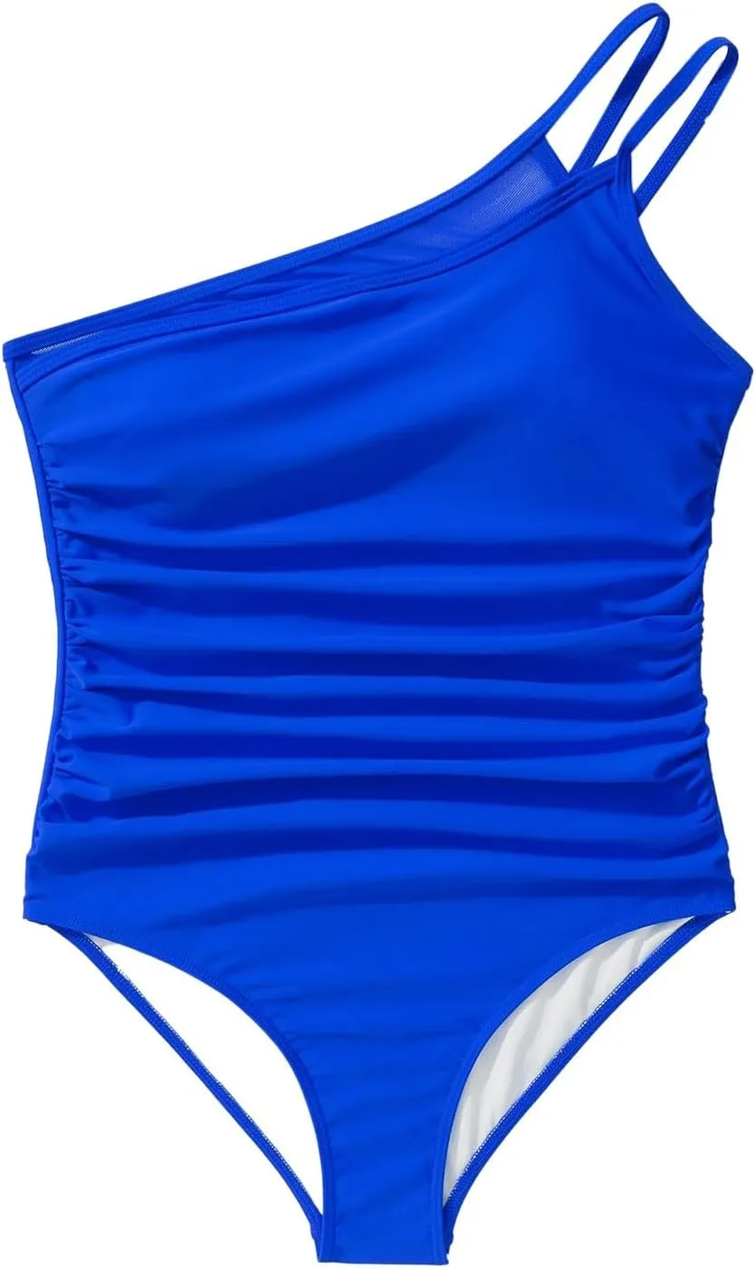 Women Strapless One Piece Swimsuit Tummy Control Ruched Bathing Suit Square Neck Backless Push Up Swimwear