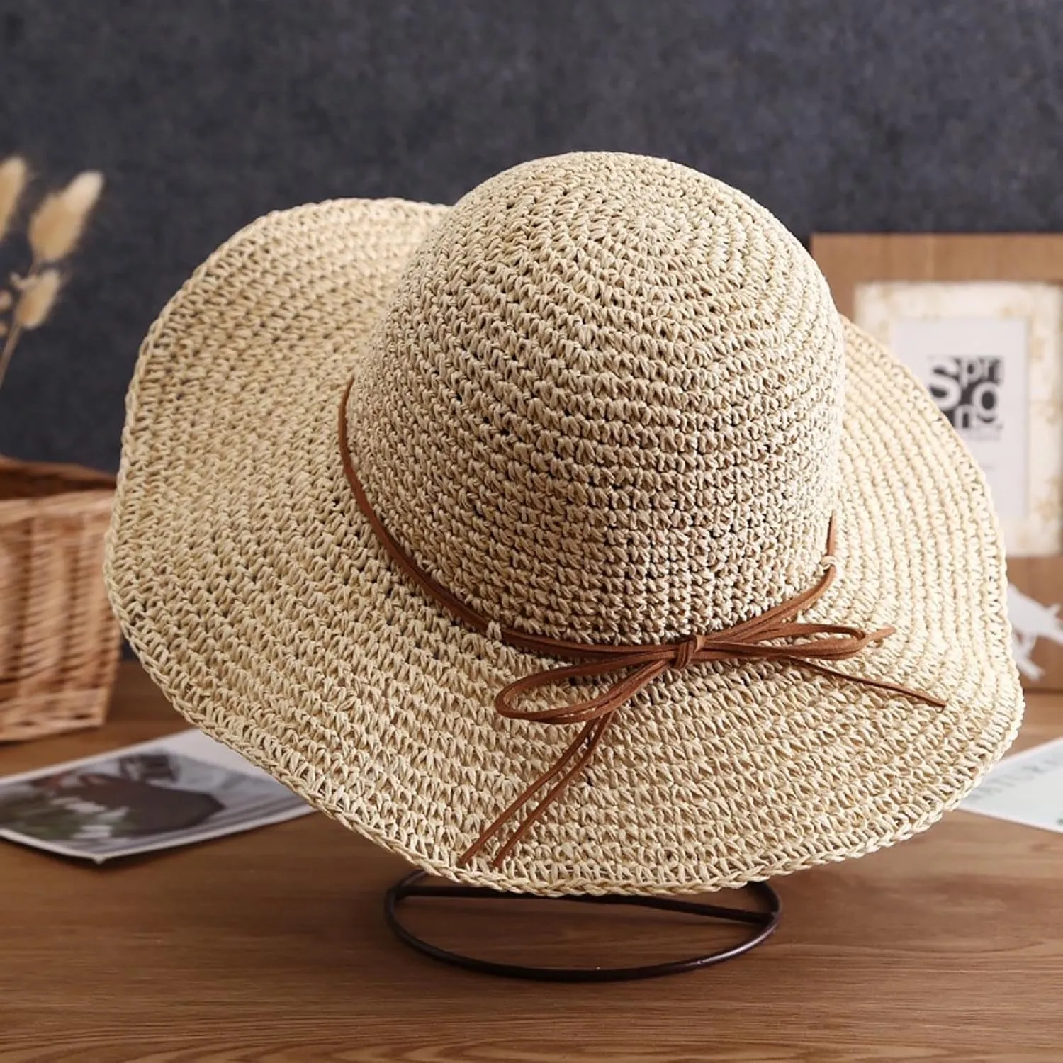 Women Sun Hat Summer Floppy Packable Short Brim Roll Up Panama Hat Outdoor Women Large Straw Hat
