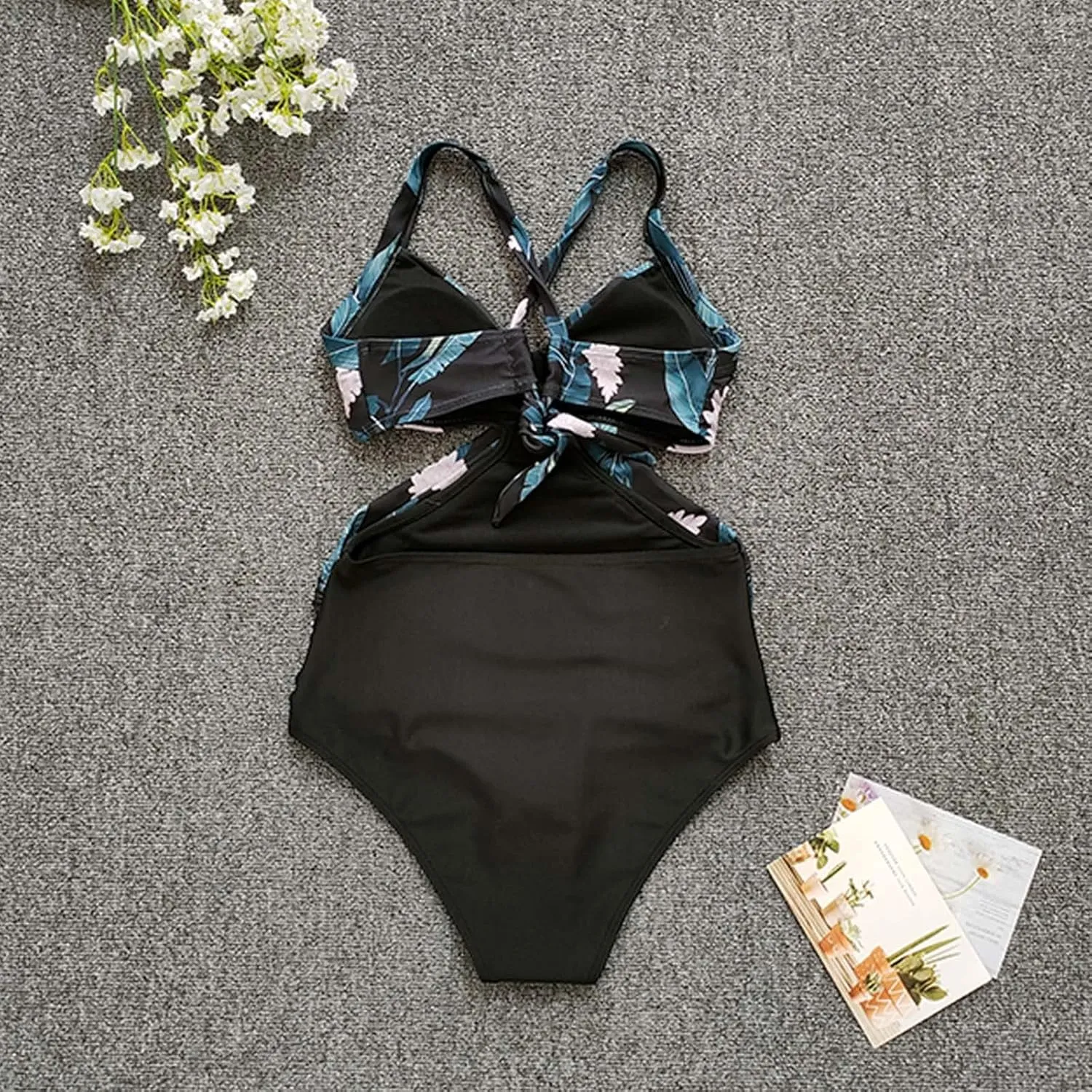 Women Swimsuit One Piece Bathing Suit Sexy Halter Neck Criss Cross Mesh Hollow Out Bikini Swimwear Strapless Bathing Suits