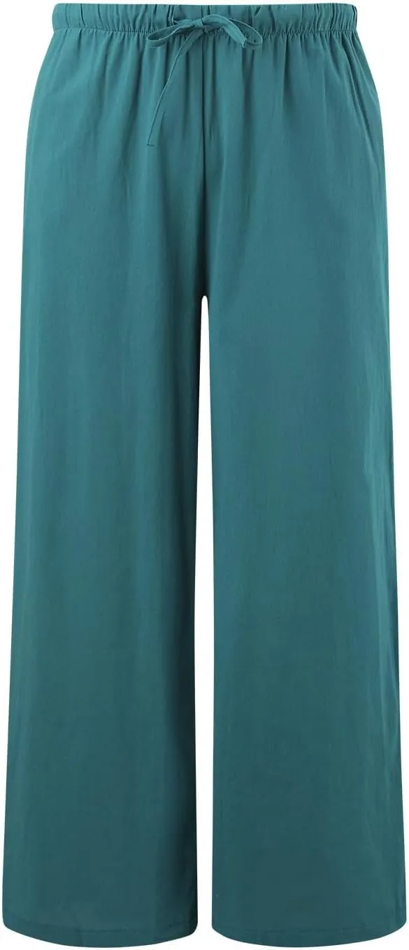 Women Wide Leg Pants Fashion Drawstring Elastic High Waisted Trousers Comfy Straight Leg Long Pants with Pockets