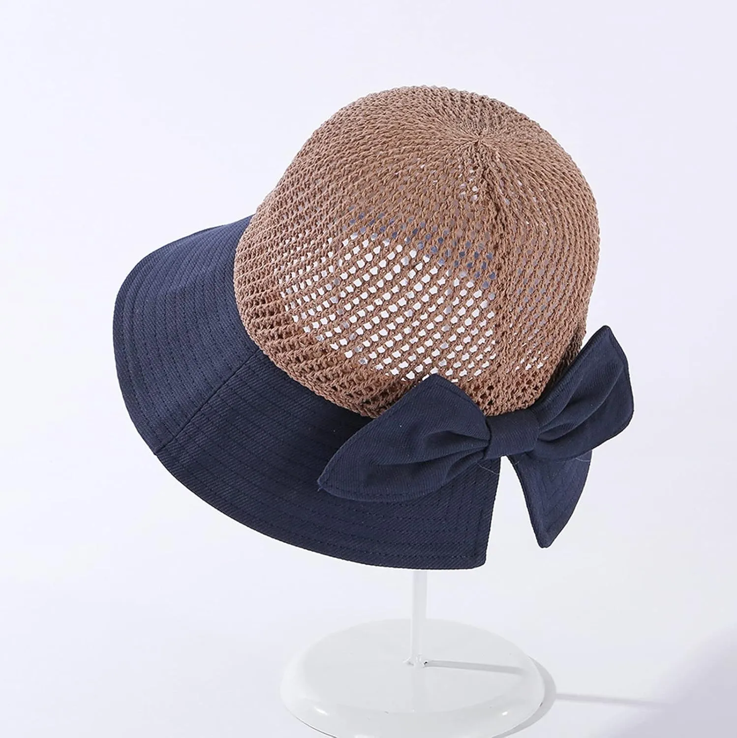 Women's Big Brim Sun Hat Floppy Foldable Bowknot Straw Hat Summer Beach Holiday Sun Cap