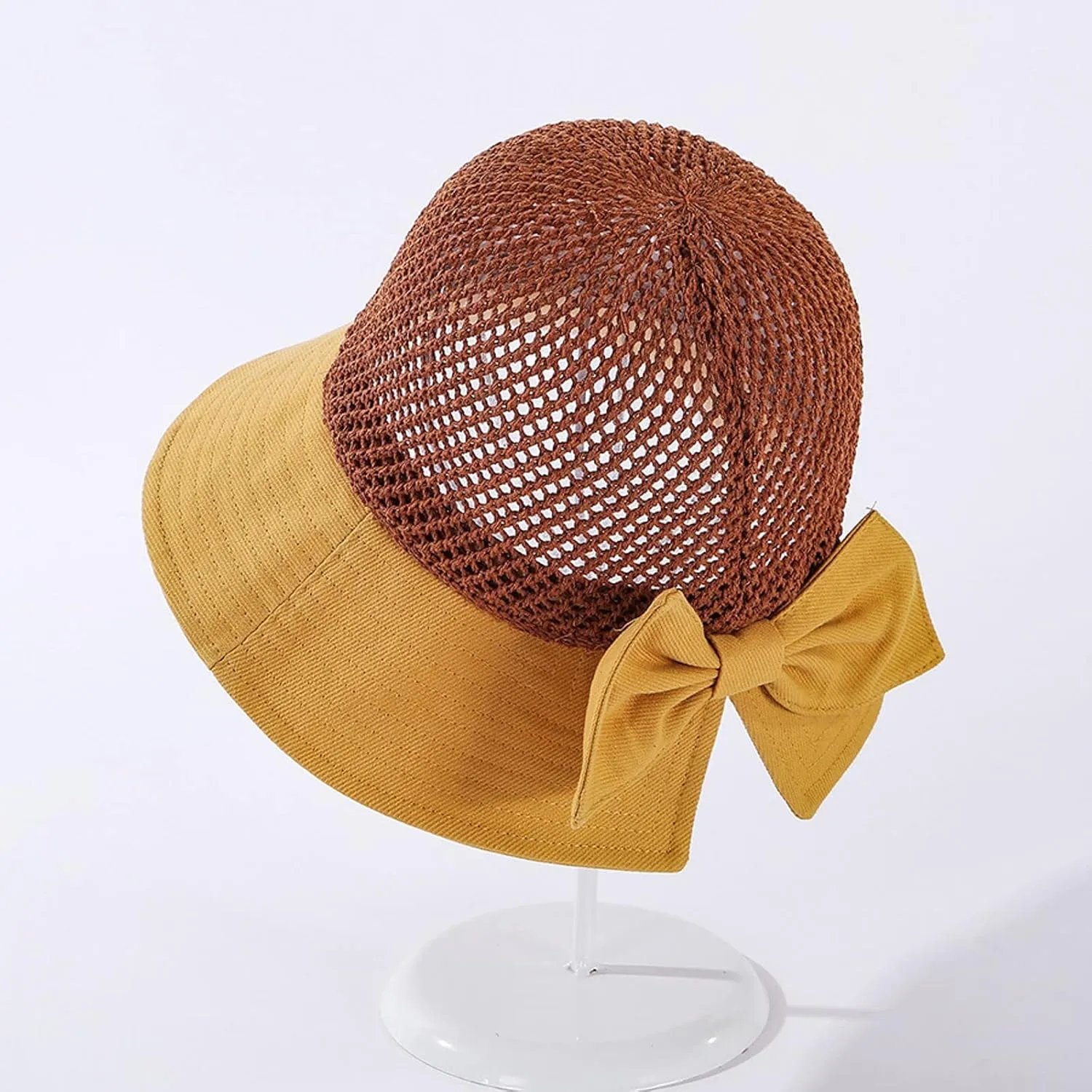 Women's Big Brim Sun Hat Floppy Foldable Bowknot Straw Hat Summer Beach Holiday Sun Cap